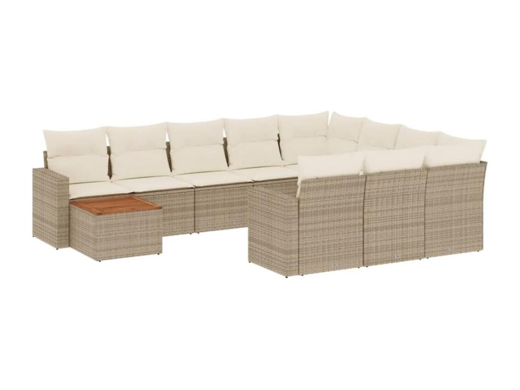 Patio Furniture Set, with Cushions, 11-Piece, Woven Resin (Wicker-Style), Beige
