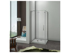 Pivoting shower enclosure 100x90x195cm, 100cm shower door, side panel with corner fixing bar, 6mm tempered glass