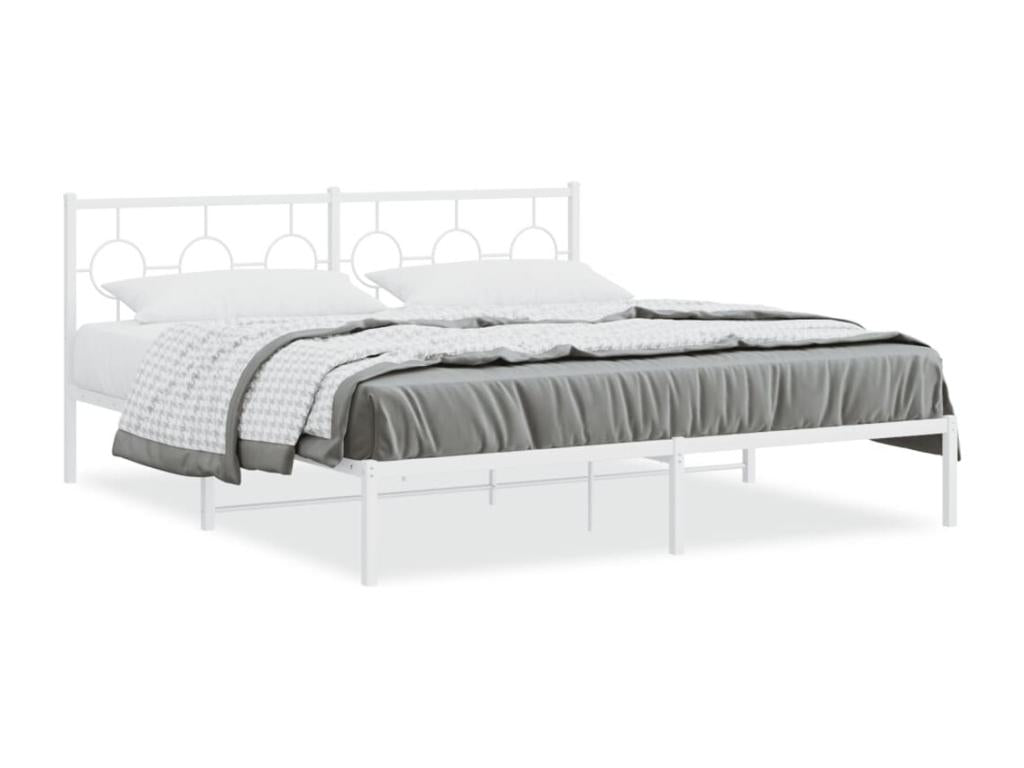 Bed Base, Metal, White, 183 x 213