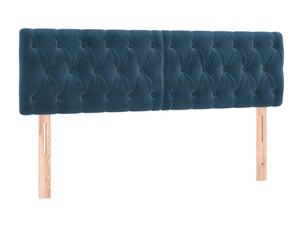 Headboard, Velvet Upholstery, Blue, 160 x 200 cm