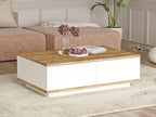Coffee table with 2 doors - Natural and White - Meublita