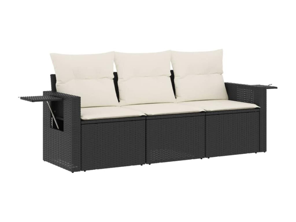 Patio Furniture Set, with Cushions, 3-Piece, Woven Resin (Wicker-Style), Black
