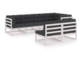 Patio Furniture Set, with Cushions, 7-Piece, Wood, White