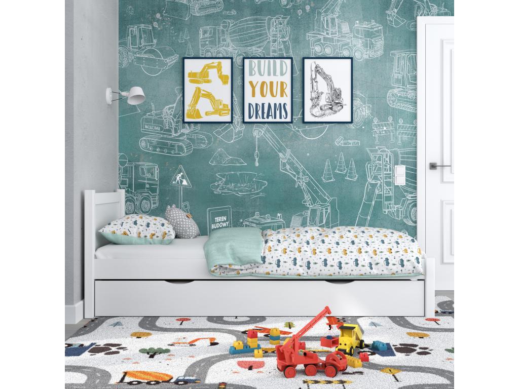 Bed Base, Wood, White, 100 x 190