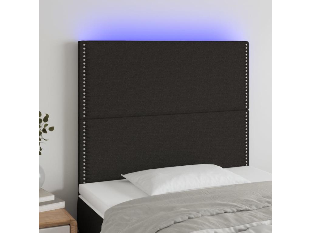 Headboard, Fabric Upholstery, Black, 90 x 190 cm