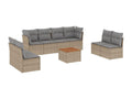 Patio Furniture Set, with Cushions, 9-Piece, Woven Resin (Wicker-Style), Beige