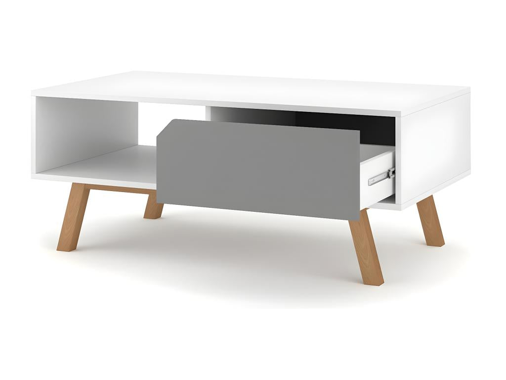 Coffee table with 1 drawer and 1 shelf, 110 cm wide - Meublita