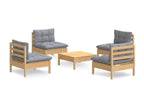Patio Furniture Set, with Cushions, 5-Piece, Wood, Gray