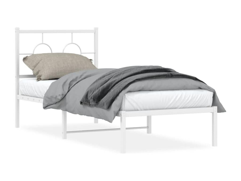 Bed Base, Metal, White, 75 x 190