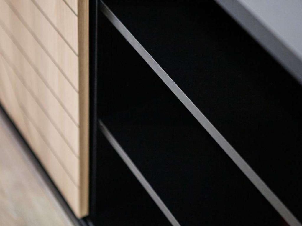 Sideboard, Wood, Black, 82 x 200 x 45 cm