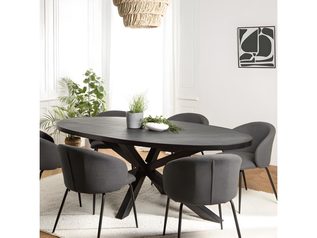 Dining Table, Metal, Black, 220 x 110 cm