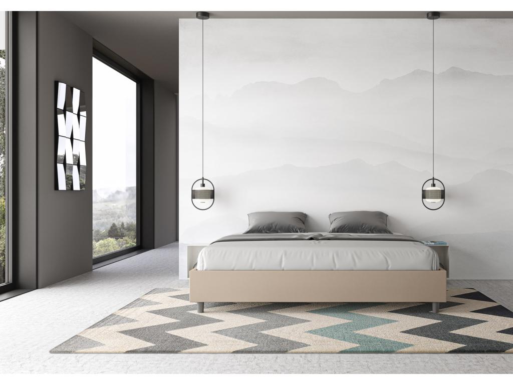 Mattress, Faux Leather, Taupe, 180 x 200 m