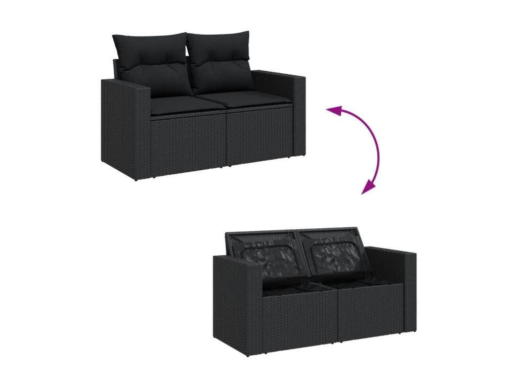 Patio Furniture Set, with Cushions, 10-Piece, Woven Resin (Wicker-Style), Black