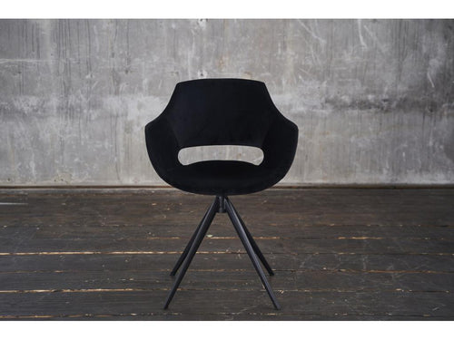 Armchair, Velvet Upholstery, Black