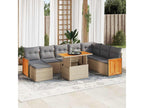 Patio Furniture Set, with Cushions, 7-Piece, Woven Resin (Wicker-Style), Beige