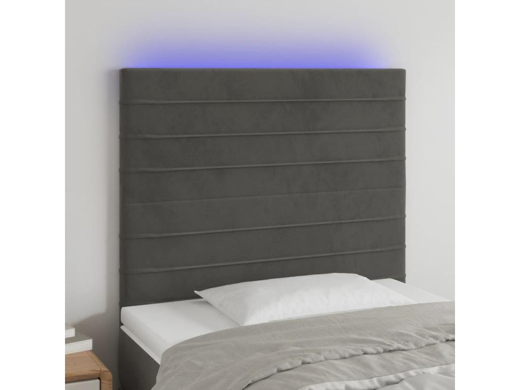 Headboard, Velvet Upholstery, Gray, 90 x 190 cm