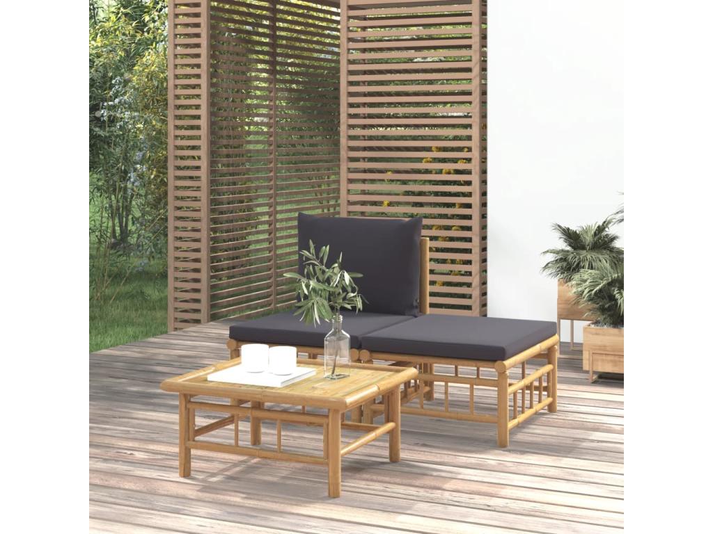 Patio Furniture Set, with Cushions, 3-Piece, Fabric, Gray