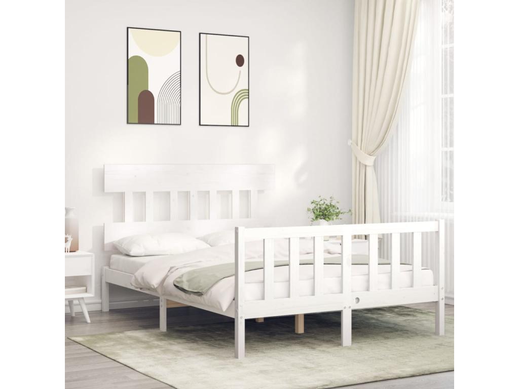 Bed Base, Wood, White, 130 x 190 cm