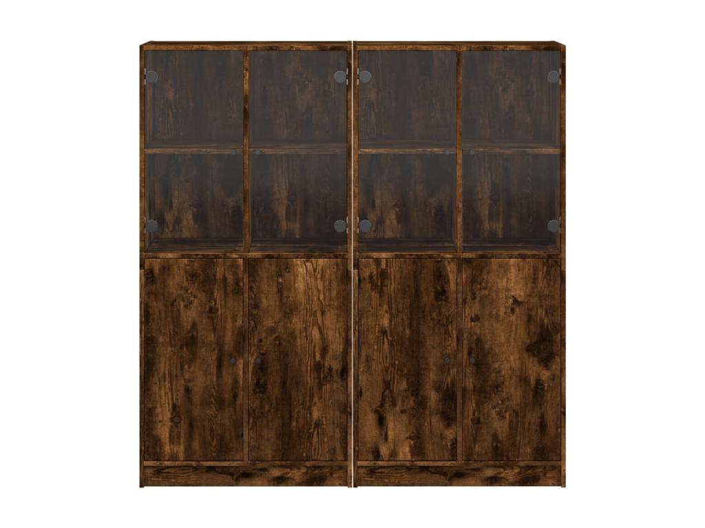 Bookcase with smoked oak doors, 136x37x142