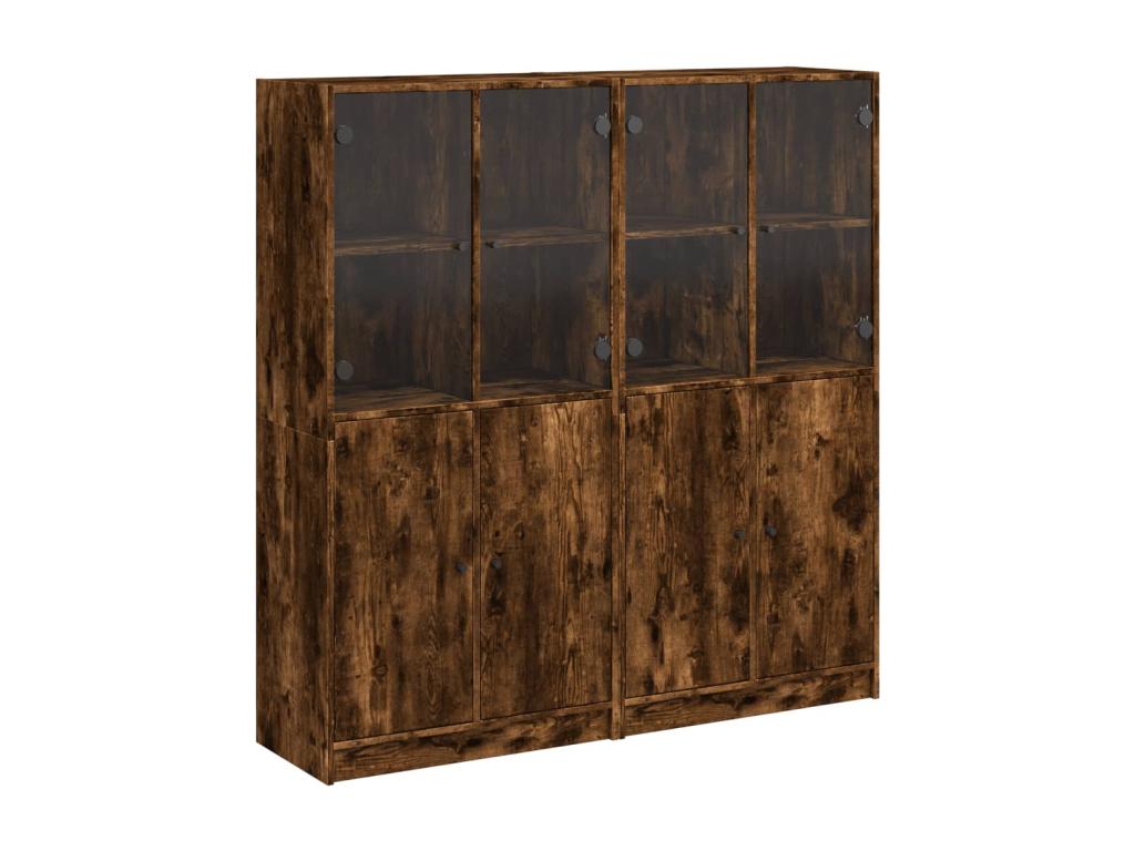 Bookcase with smoked oak doors, 136x37x142