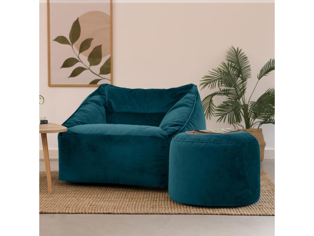 Armchair, Velvet Upholstery, Bleu Canard