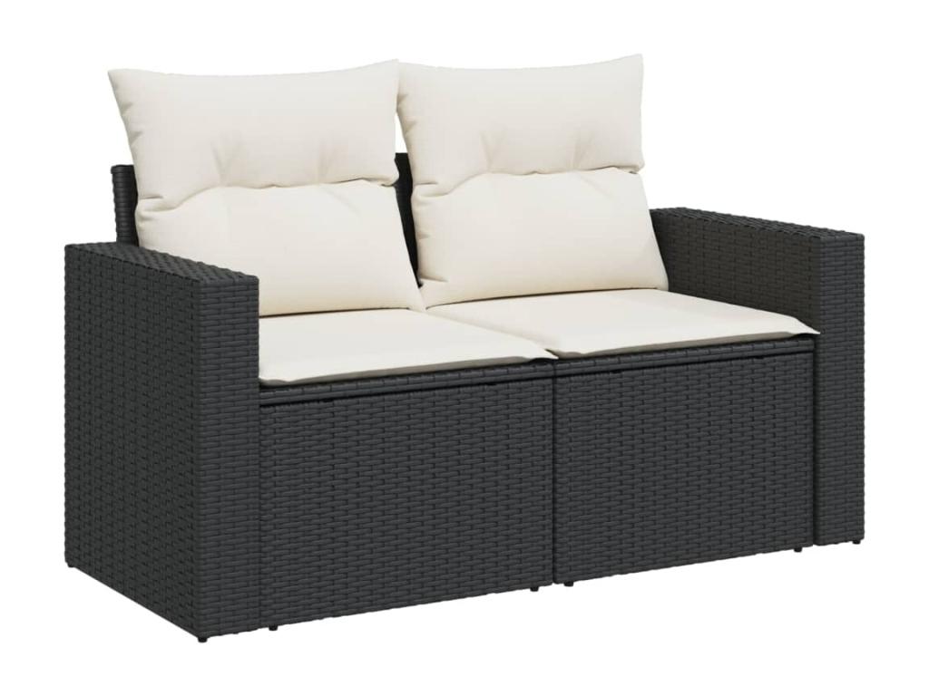 Patio Furniture Set, with Cushions, 7-Piece, Woven Resin (Wicker-Style), Black