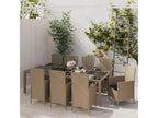 11-piece garden dining set with cushions, beige woven resin