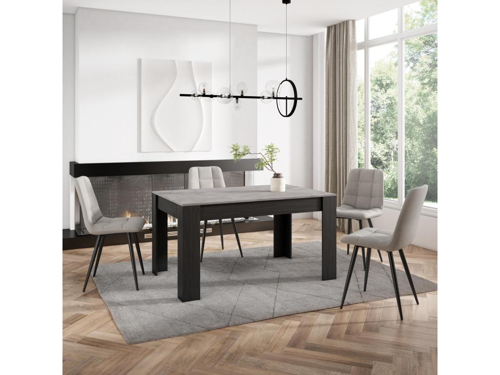 Dining Table, Wood, Gray, 140 x 90 x 76 cm