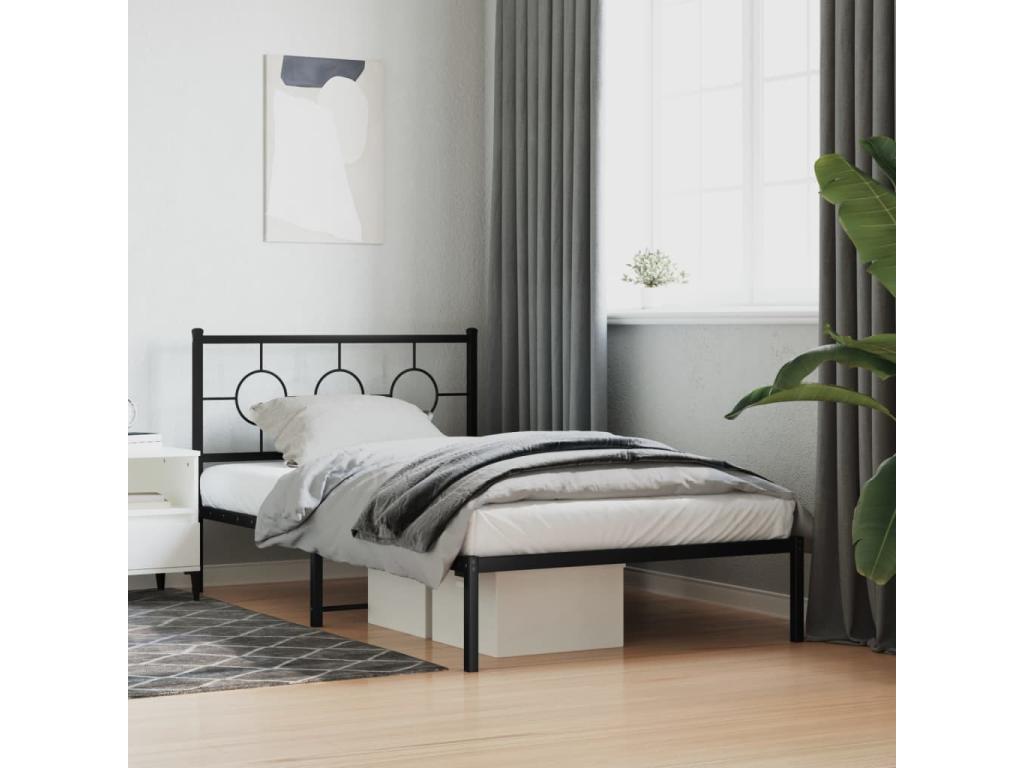 Bed Base, Metal, Black, 107 x 203 cm