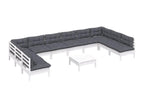 Patio Furniture Set, with Cushions, 11-Piece, Wood, White