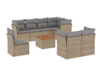 Patio Furniture Set, with Cushions, 9-Piece, Woven Resin (Wicker-Style), Beige