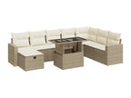 Patio Furniture Set, with Cushions, 9-Piece, Woven Resin (Wicker-Style), Beige