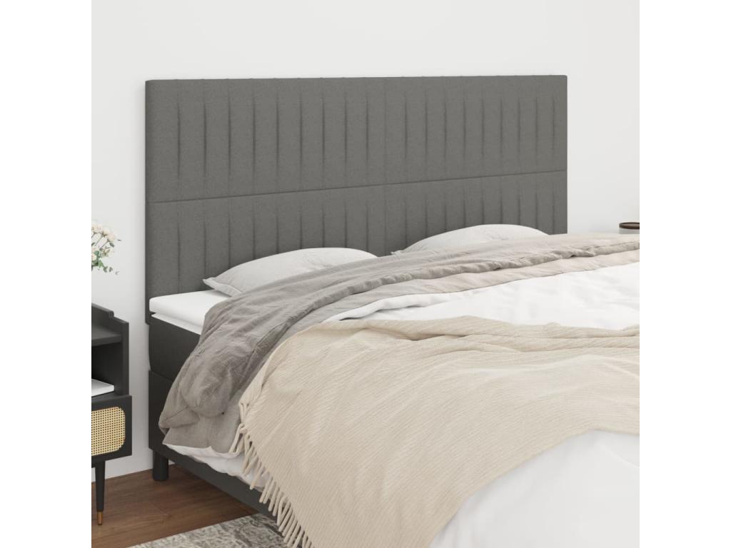 4-piece headboard set, dark grey, 80x5x78/88 cm, fabric