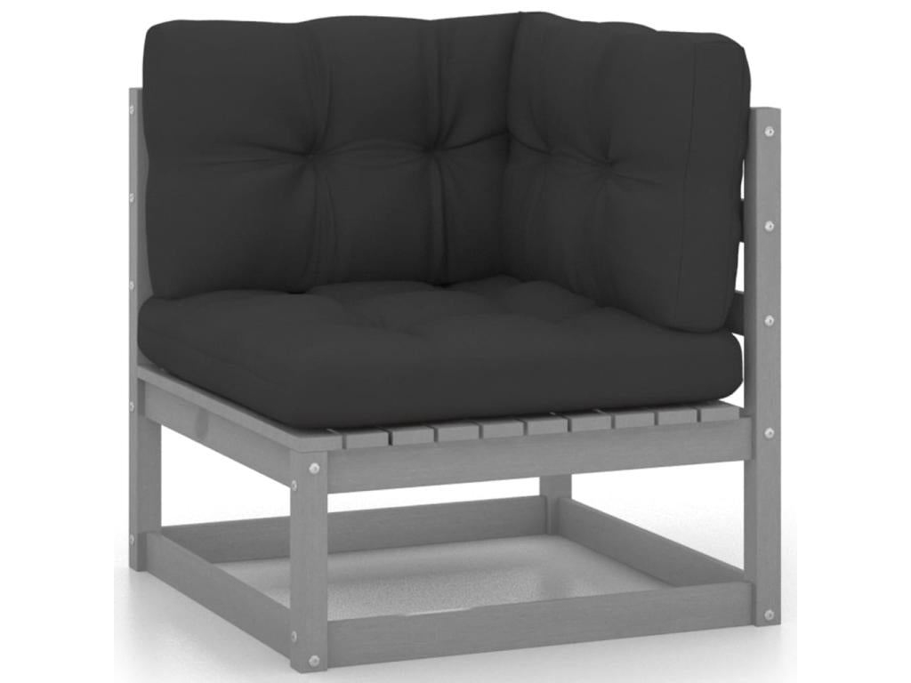 Patio Furniture Set, with Cushions, 6-Piece, Wood, Gray