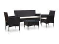 Patio Furniture Set, with Cushions, 4-Piece, Woven Resin (Wicker-Style), Black