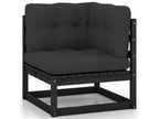 Patio Furniture Set, with Cushions, 10-Piece, Wood, Black