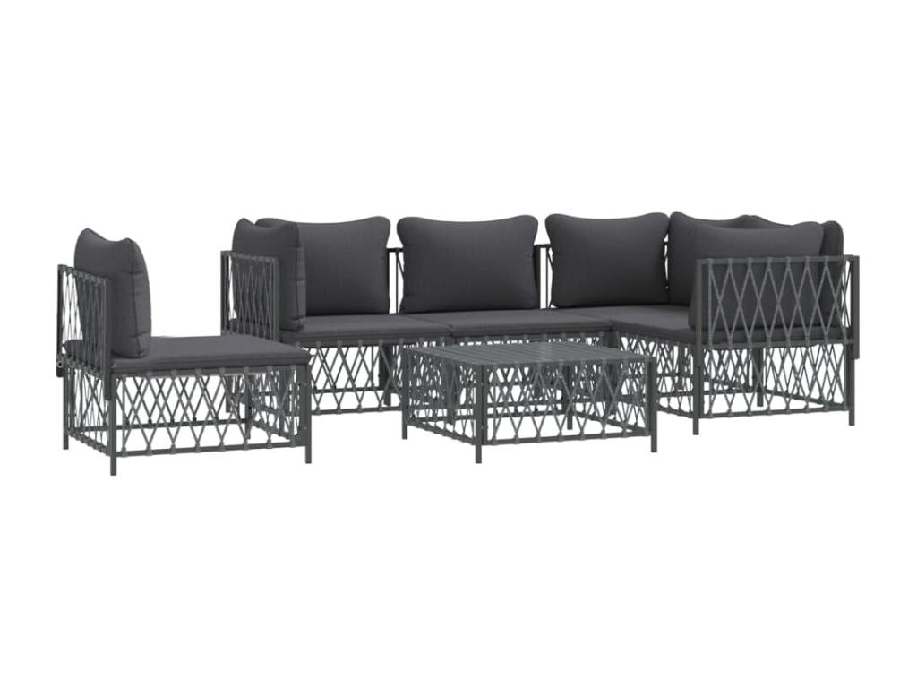 Patio Furniture Set, with Cushions, 6-Piece, Metal, Gray