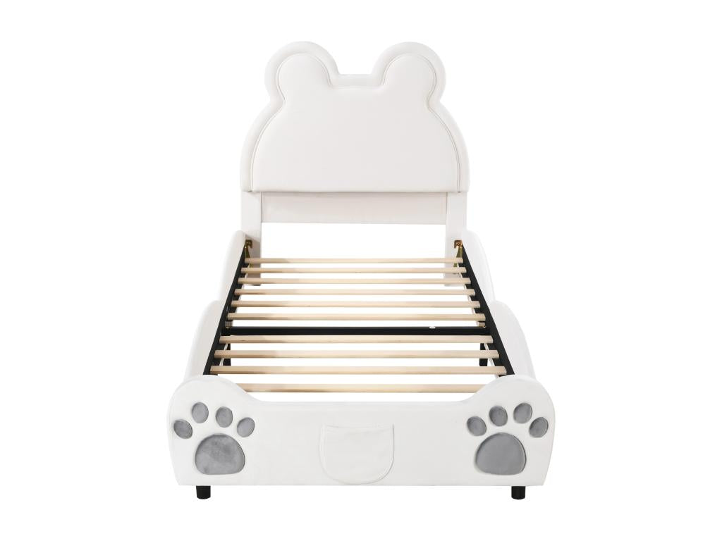 Bed Base, Velvet, White, 90 x 200 cm