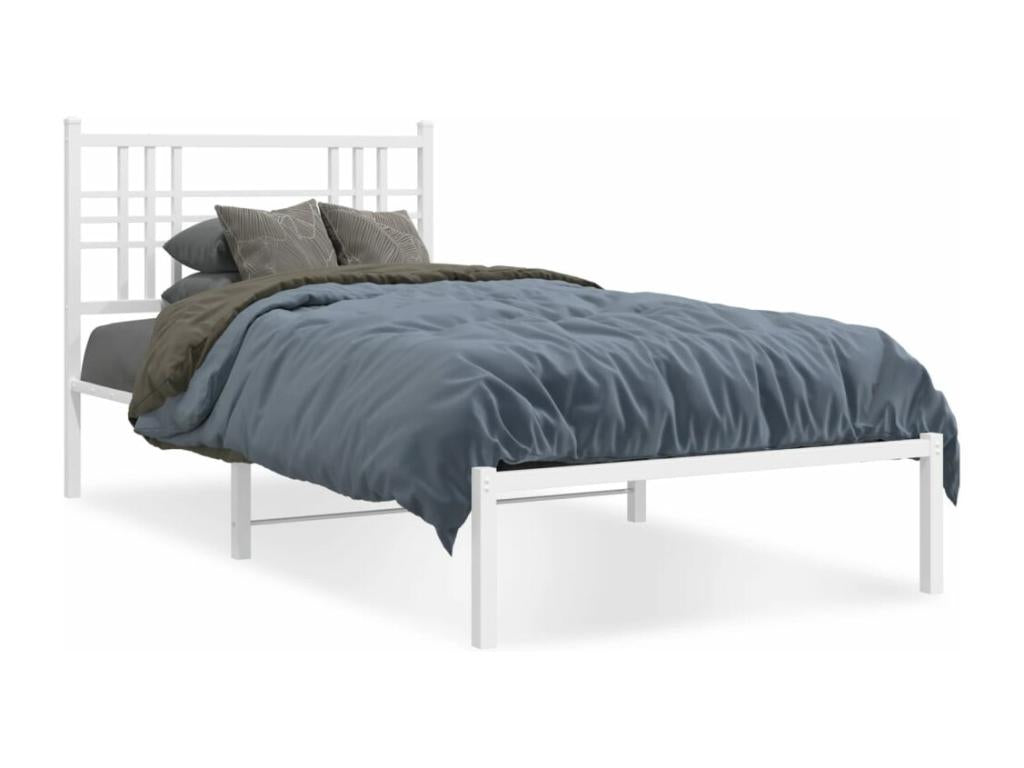 Bed Base, Metal, White, 100 x 190 cm