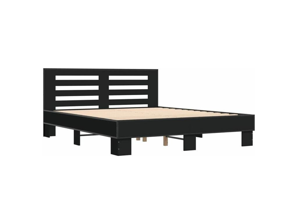 Bed Base, Wood, Black, 150 x 200