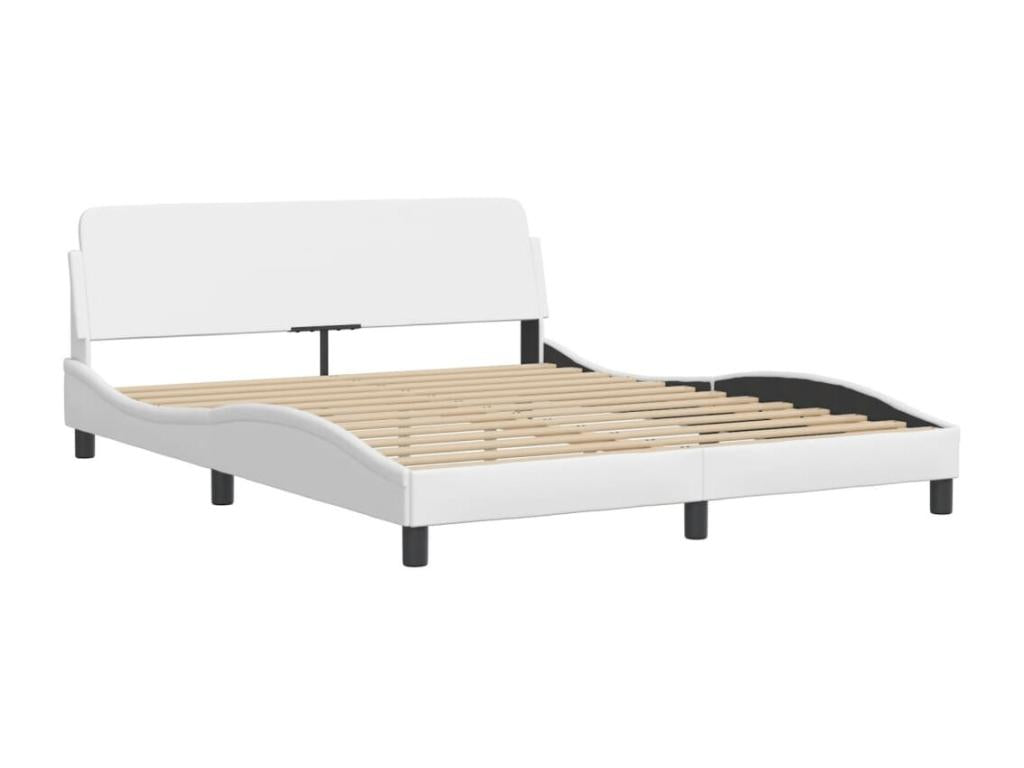 Bed Base, Faux Leather, White, 160 x 200 cm