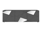 Meublita - 3-Door TV Stand in Carbon Grey Finish with Screen Prints and Mirrors