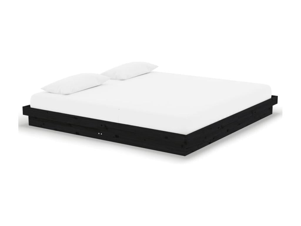 Bed Base, Wood, Black, 200 x 200 cm