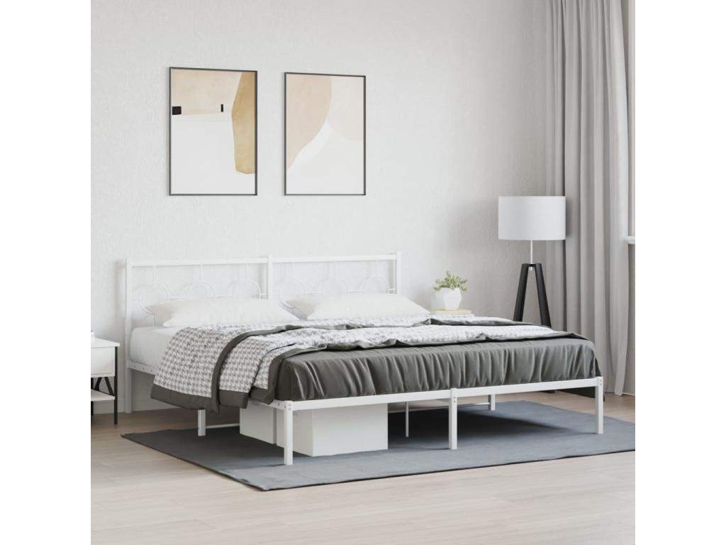 Bed Base, Metal, White, 183 x 213
