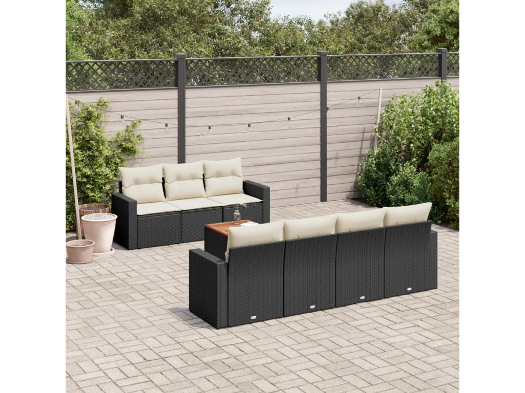 Patio Furniture Set, with Cushions, 8-Piece, Woven Resin (Wicker-Style), Black