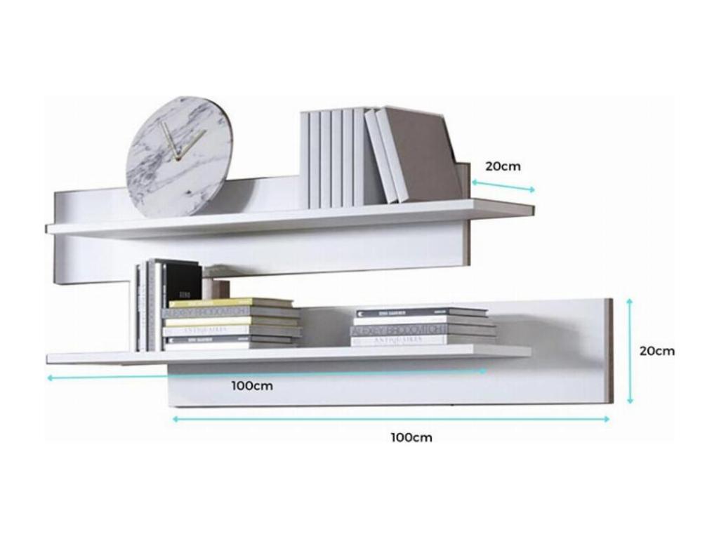 Shelf, Wood, White, 100 x 20 x 20 cm