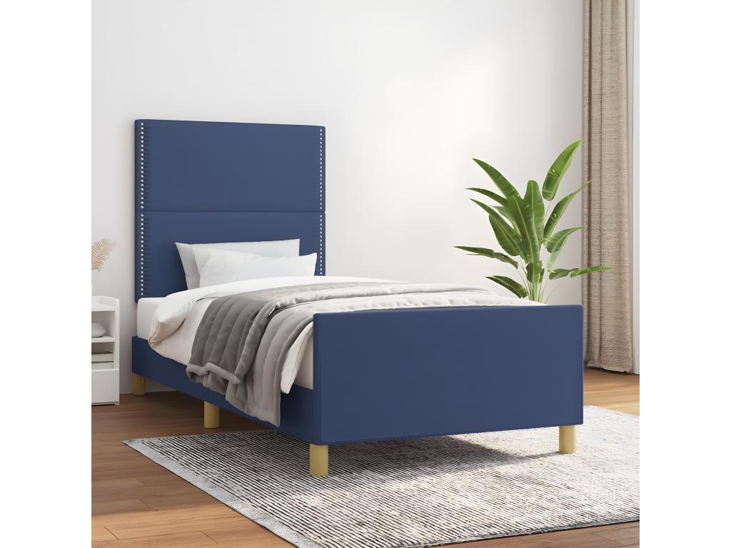 Bed Base, Fabric, Blue, 90 x 190 cm