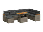 Patio Furniture Set, with Cushions, 9-Piece, Woven Resin (Wicker-Style), Gray