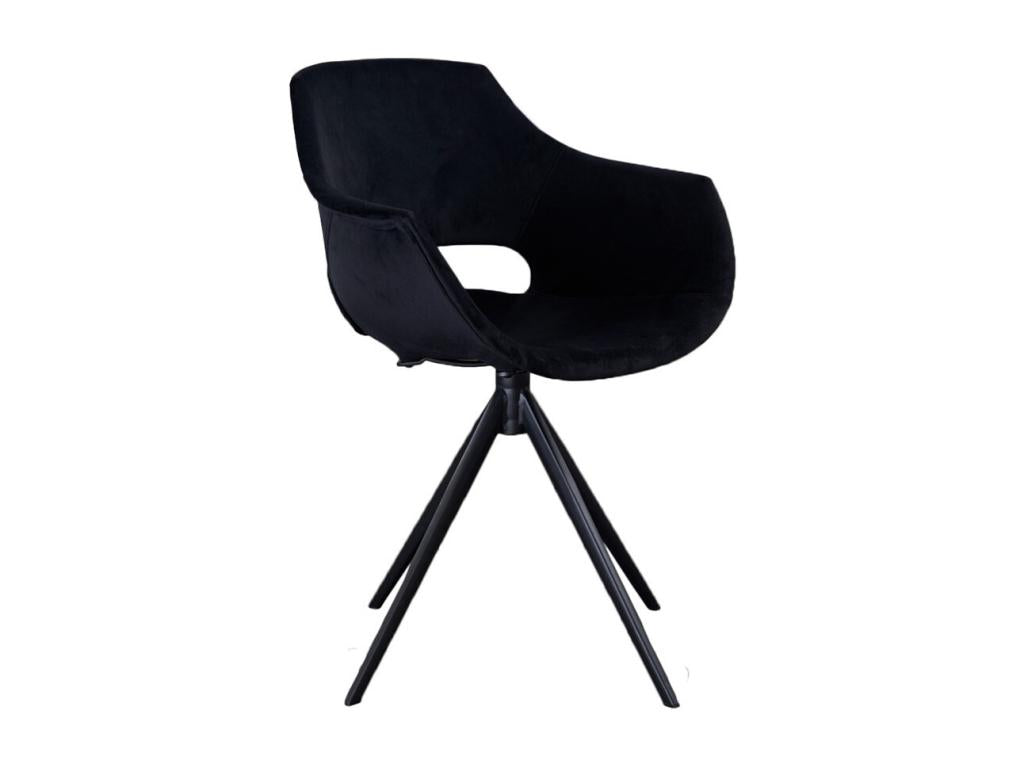 Armchair, Velvet Upholstery, Black