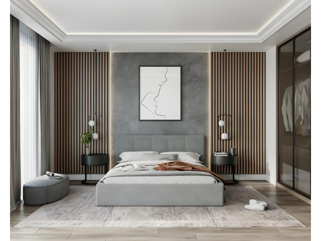 Mattress, Wood, Light Gray, 160 x 200 mm